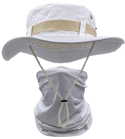 ehsbuy Sombrero Hombre Verano con Cuello de Polaina ala Ancha Chambergo Militar Sombrero Camuflaje Pescador de Bufanda Cara Militar Gorro Pescador Malla Sombreros Sol para Caza Senderismo