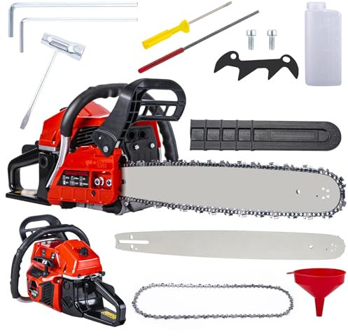 CHANGEMOORE Kettensäge Benzin, 58cc Motorsäge Benzin mit 2-Takt-Motor, Benzin Kettensäge 3.62PS, 55cm Blatt, Benzinsäge mit Anti-Vibrationssystem für Baumschnitt Gartenreinigung Brennholzschneiden