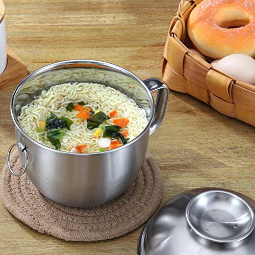 Nudelsuppenschüssel aus Edelstahl 304 mit Deckelgriff, Tragbare Reiseküche, Campingschüssel