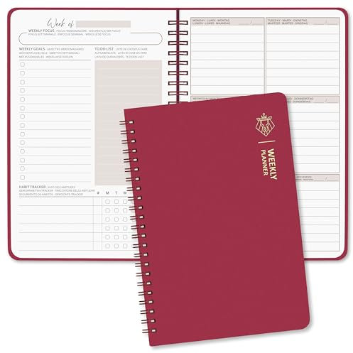 BIROYAL Undatierter Wochenplaner | Terminplaner A5 | wöchentlicher Terminkalender mit To-Do-Liste, großem Notizfeld | 52 Blatt Terminplaner auf Deutsch Ringbuch mit Hardcover