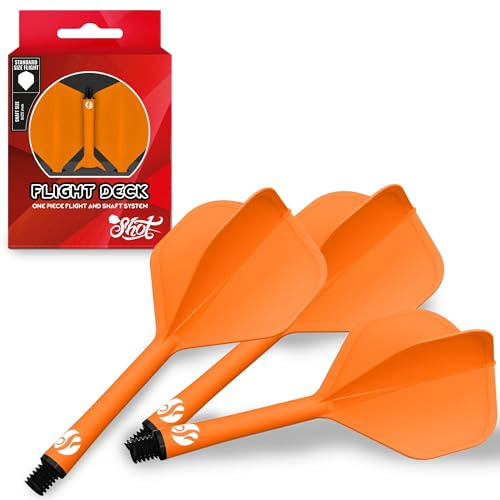 Shot! Set di 3 alette e sistema di asta per freccette, deviazioni ridotte, alette di forma standard (350 micron), arancione
