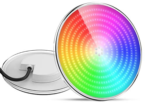 LyLmLe Foco LED Piscina PAR56 Relleno de Resin, 35W Lámpara LED Piscina RGB Multicolor Iluminación Empotrable, Ángulo de haz de 140°, IP68 Impermeable 12VAC Bombilla PAR56 Piscinas, Interruptor On/Off