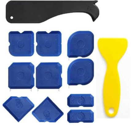 KEWUF Lot de 12 pièces joint silicone, silicone, raclette silicone, lisseur joint silicone, pour le lissage des joints, grattoirs pour joints en silicone et acrylique