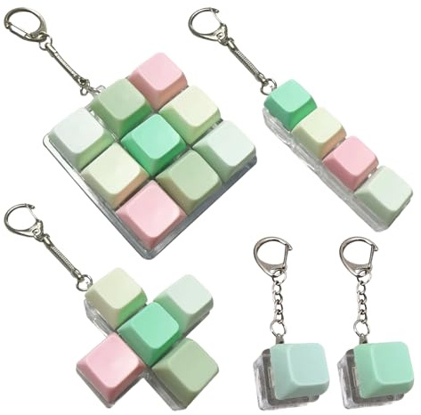 GMHLLES 5 Pcs Keyboard Fidget Toy Funny Stress Relief Toys Keyboard Fidget Keychain for Adults Kids Keyboard Fidget Clicker Decompression Gift