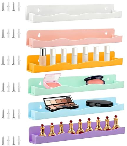 Mixnexorad Estantes Flotantes para Esmaltes De Uñas - 6 Piezas Acrílico Flotante | Soporte para Esmaltes De Uñas Montado En Pared,para Apartamento Salones De Peluquería Tiendas Minoristas Hogar