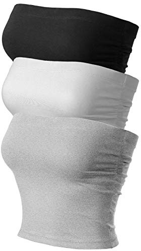 MixMatchy Haut tube court décontracté pour femmes, bandeau basique sexy à dos nu sans manches pour les sorties en été