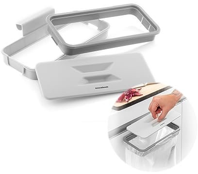 InnovaGoods - Support pour Sacs Poubelle avec Couvercle, Économie d'Espace, Sans Odeur, Installation Facile, Multifonction, Recyclage, Gris, Acrylonitrile butadiène styrène