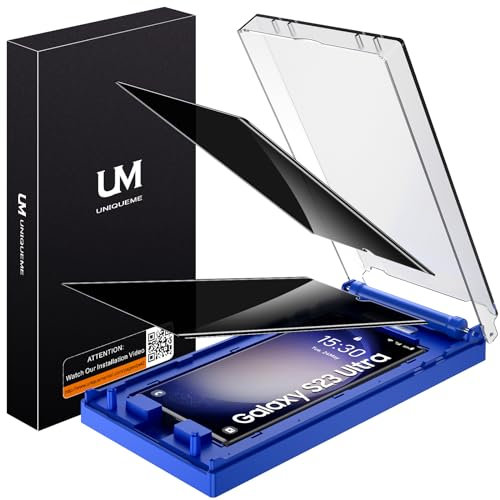 UniqueMe Pellicola Privacy per Samsung S23 Ultra, 2 Pezzi PET Anti-Spia Pellicola Protettiva, Auto Guarigione, 9D Copertura HD Trasparente Protezione Schermo per Samsung S23 Ultra