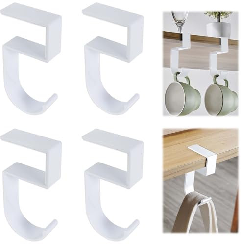 4 Stück Taschenhalter Für Tisch,Handtaschen Halterung Tisch,Antirutsch Taschenhaken Halterung Handtaschen,Taschen Halterung,Tisch Handtaschenhalter Haken für Handtasche Schmuck Halsketten (Weiß)