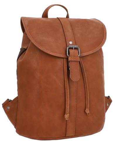 Gusti Rucksack Leder - Bennett Cityrucksack aus Rindsleder, Damen und Herren, Braun, mit Kordelzug & Steckverschluss, 13 Laptopfach, Daypack Rucksack Damen, 12L