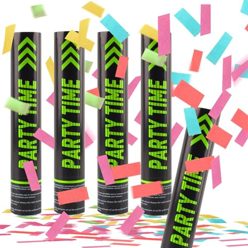 dellyy 4 Konfetti-Röhren für Hochzeiten, biologisch abbaubare Konfetti, Abschlussfeiern, für Geburtstage, Hochzeiten, Partys, Valentinstag (bunt)