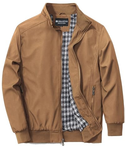 URBANFIND Men's Sports Shell Jacket Lightweight Windbreaker Outdoor Recreation Coat US L Coffee