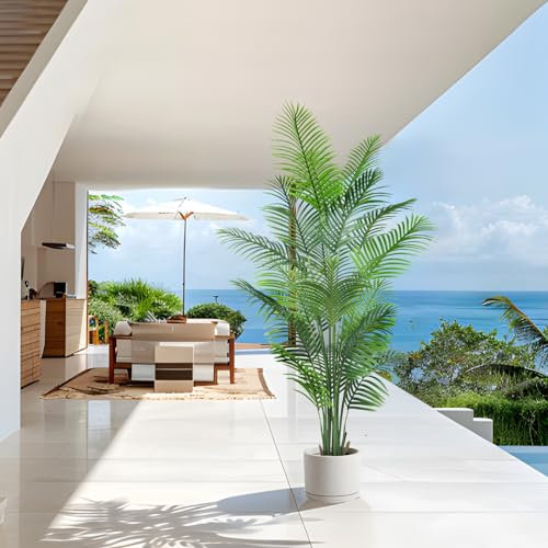ANTING Artificial Areca Palm Plant Faux Tropical Tree 6.2FT, Fake Palm Tree Indoor Decor with 15Trunks for Home Office Garden Hotel Decor Gift