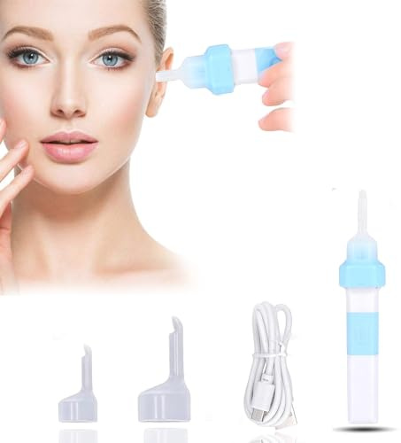 Nettoyant Oreille, Puissance D'Aspiration élevée Aspirateur D'oreille électrique En Silicone Avec Lumière Et 2 Embouts Souples Et Câble De Chargement USB Pour Bebe, Adulte