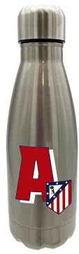 CyP Brands Atlético de Madrid - Botella Agua de Acero Inoxidable, Cierre Hermético, con Diseño Letra A en Rojo, 550 ml, Color Metalizado, Producto Oficial
