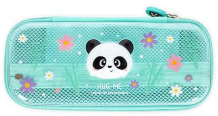 Legami - Estuche Wonderwow, Tema Panda, 2 Compartimentos y Portalápices interior, Compartimento interior con Tejido de Malla, Cierre de Cremallera, 23 x 11 x 5 cm