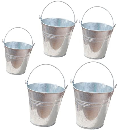 ROMISBABA Seau à Fleurs Galvanisé Décoratif Multifonctionnel pour Plantes Lot De 5 Mini Seaux De Jardin Dimensions Variées Rangement Créatif Décoration Intérieure Et Extérieure