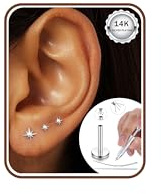 Milacolato Helix Piercing Ohrringe Gold 16G/18G Chirurgenstahl Flatback Ohrstecker Hypoallergen 6/8/10mm Labret Tragus Piercing Silber Knorpel Conch Ohrringe Nasenpiercing mit Taper & Kugelgreifer-T