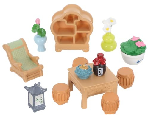 Zerodeko Ensemble de 1 Mini mobilier de Maison de poupée - Meuble Miniature Style Chinois Vintage, Table et Chaise - Jouets d'imitation pour Jardin féerique