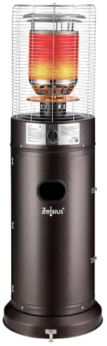 Zelsius Gasvärmare Zermatt | 11 kW | Ø 46 cm x 137 cm | brun | utomhusvärmestrålare, terrassvärmare, terrassvärme, utomhusvärmesvamp, gasvärmesvamp för terrass, balkong och trädgård