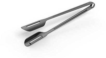 Everdure Tri-Series Pro BBQ Charcoal Tongs, Titanium Coated Stainless Steel Tongs for Coal or Wood Chips, Extra Long and Lightweight, 18.3 Inches Long, Great Tongs for Cooking on Charcoal Grill