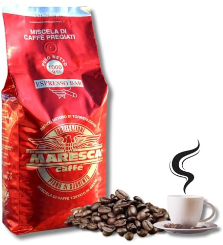 Caffè Maresca - Miscela Crema & Gusto - Chicchi di Caffè in grani da 1 kg -Tostati Artigianalmente in Italia - Confezione da 1 kg Con Valvola Salva Aroma