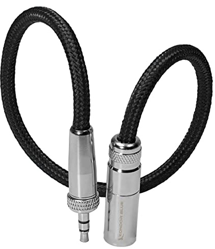 KONDOR BLUE | 12 Mini XLR to 3.5mm TRS Locking Screw Plug for Lavalier/Lapels | Nylon Braided, Ultra-Durable with Reinforced Connectors | Black