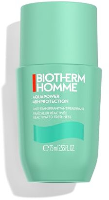 Biotherm Homme Aquapower 48H Deo Roll-On, Deodorant für Männer, mit Life Plankton und Oligo-Mineralien, antitranspirantes 48-h-Deo für frische Achseln mit langanhaltendem Minzduft, 75 g