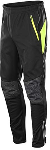KOSSJAA Herren Fahrradhose Lang Winddicht, MTB Radhose Laufhose für männer, Fleece Thermo Radlerhose schwarz (Farbe 1, Label L(EU M))