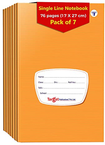 TARGET PUBLICATIONS Single Line Notebooks | 76 Ruled Pages | Soft Brown Cover | 17 cm x 27 cm | Writing book with Page Number | For School College Office Use | Pack of 7 Books | GSM 57