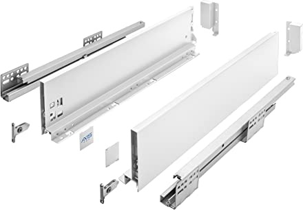 GTV Système de tiroir AXIS PRO I Ensemble de tiroir avec extension complète I Blanc I Charge maximale 40 kg I Push to Open avec synchronisation I Accès libre I Largeur : 450 mm I Hauteur : 120 mm