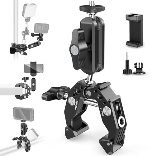 NEEWER Super Klemme mit magischem Arm, Kralle, 6,35 mm Gewinde, Telefonhalterung, Tischstativ-Montageadapter, Querstange, Gimbal, kompatibel mit SmallRig GoPro DJI,