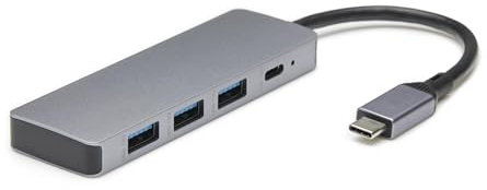 Amazon Basics USB-Hub-Dock für USB 3.2/3.1 2. Generation, 10 Gbit/s, USB-C auf 1 x USB-C / 3 x USB-A, geeignet für Windows/Mac, Silber, Schwarz