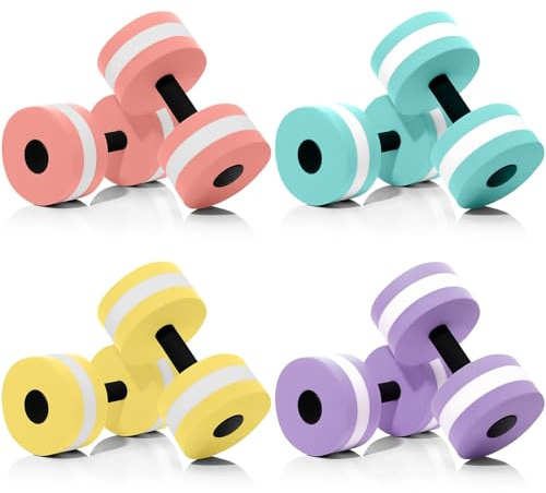 Shappy 8 Pcs Aquatic Exercise Dumbbells Water Weight for Pool Pastel Color Aerobics Equipment EVA Foam Dumbbells Aquatic Exercise Equipment Hand Bar for Fitness Sports