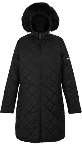 Regatta Womens Fritha III Longline Full Zip Padded Jacket with Hood, Insulated Parka Coat, Medium Weight Thermoguard - Perfect for Outdoors, Walking, Camping & Hiking