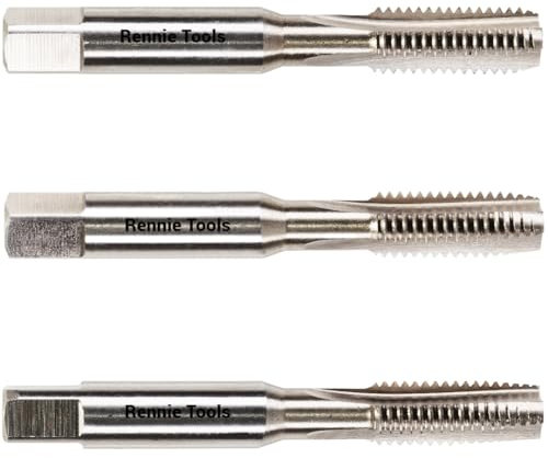 Rennie Tools - M10 x 1.5 HSS Metric Hand Tap Set. Includes 3 Pieces - 1st, 2nd & 3rd Cut (Taper Tap, Middle Tap, Bottom Tap (Plug Tap)) High Speed Steel for Threading Holes. 10mm Metric Tap Set