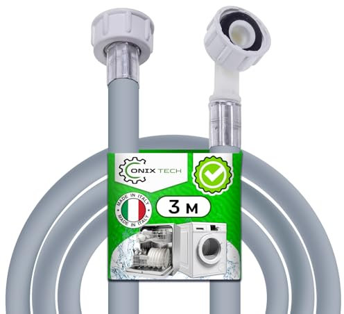 Zulaufschlauch Waschmaschine und Geschirrspüler 3m mit Ventilen Ø 3/4 Zoll Druck von 20 bis 60 Bar Temperaturen bis 25°C - MADE IN ITALY - Garantie 5 Jahre - ONIX TECH