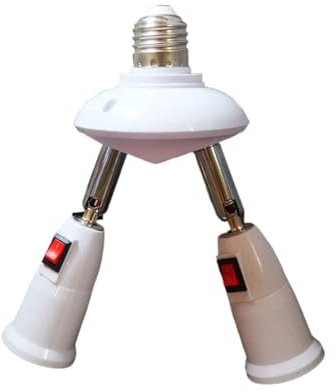 rongweiwang Lampada a Vite E27 per Collegamento di più luci Accessori Dura Teste con Attacco a Vite Convertitore della Lampada Interruttore di Regolazione, 1 a 2 con Interruttore
