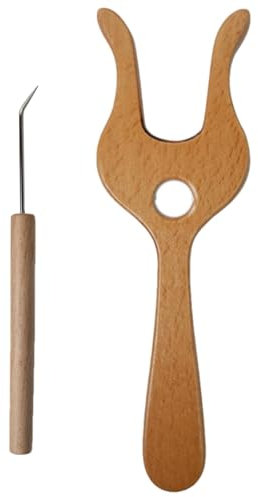 Stickgaffel - Sömlös virkning stickgaffel | Effektiv exakt sladd virkning stickgaffel | Stickad gaffelkrok i trä för flätning, nybörjare, dragsko, halsdukar