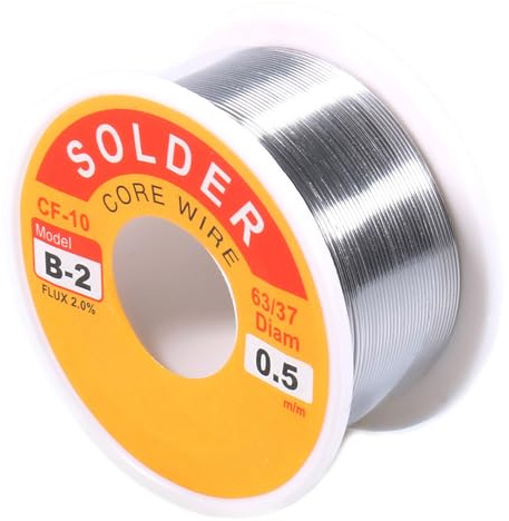 Tueascallk 63/37 Tin-Lead Rosin Core Solder Wire for Electrical Soldering, Flux Content 2%, 0.5mm,100g(Net 80g)