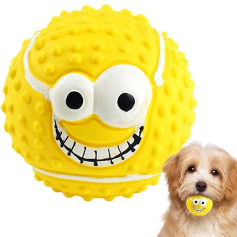 Palla giocattolo per cani – Palline grandi occhi, giocattolo cigolante per cuccioli di cane | Palline per il viso con occhi grandi, cuccioli di colore arancione morbido da masticare, piccoli