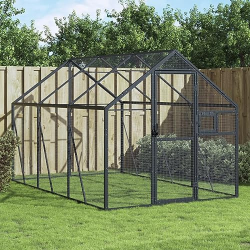 Nqyjm Aviario antracita 1,79 x 3 x 1,85 m aluminio para jardín terraza