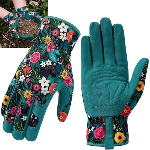 Homeponnew Guanti da giardinaggio in microfibra per piantare e potare, anti-pugnalatura, antiscivolo, vestibilità comoda con polso elastico, coppia