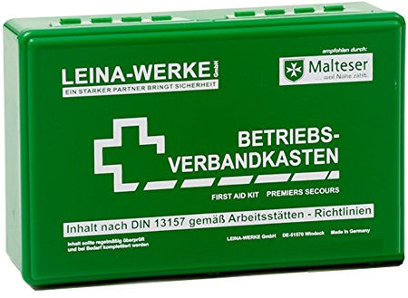 Betriebsverbandkasten klein - schlagfest und bruchsicher - DIN 13157 - grün - ohne Wandhalterung