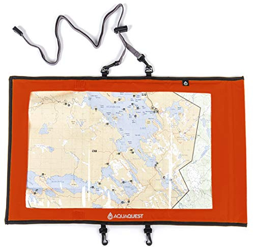 Aqua Quest Waterproof Trail Map Case - 100% Waterproof Document Dry Bag Holder with Clear Window & Lanyard - Orange