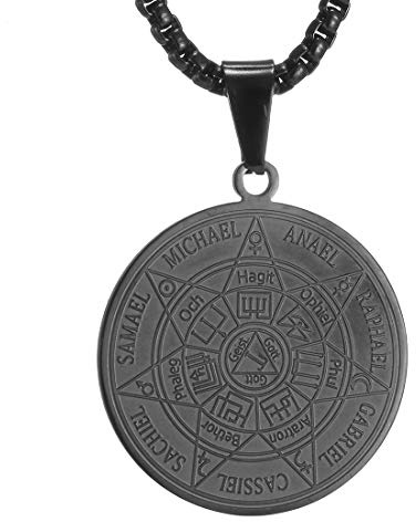 AFSTALR Ärkeängel, halsband 7, ärkeänglar, hänge, ärkeänglar i rostfritt stål, sigill, talisman, pentagram, hängsmycke, amulett, skydde kedja, smycken, smycken för kvinnor, män, Rostfritt stål