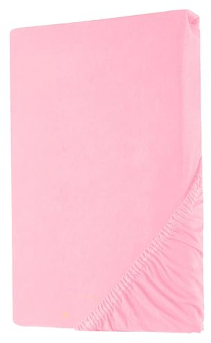 Heim24h Topper Spannbettlaken Spannbetttuch Jersey Bettlaken für Boxspringbett, Rosa - 140x200x15 cm
