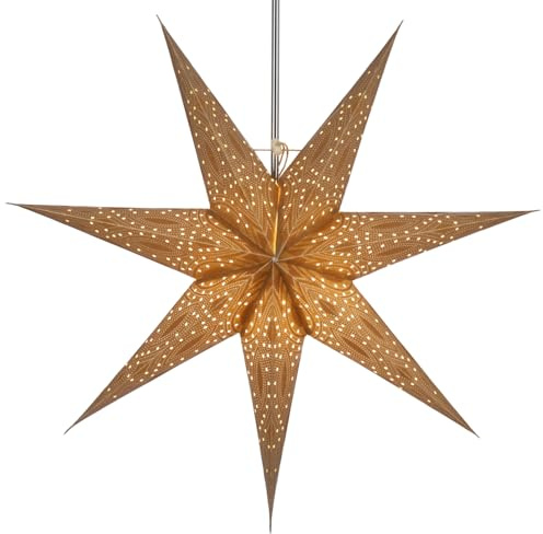 GURU SHOP hopfällbart adventsljus pappersstjärna, julstjärna 60 cm – Luminea Gold