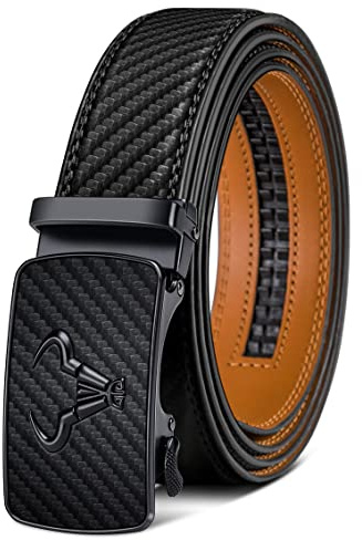 BULLIANT Men's Belt,Brand Ratchet Belt Of Genuine Leather For Gift Men Dress,Size Customized(Black,32-38 Waist Adjustable)