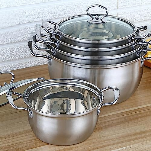 5 Pack Stainless Steel COOKWARE HOB STOCKPOT Pot Casserole Set with Glass LIDS